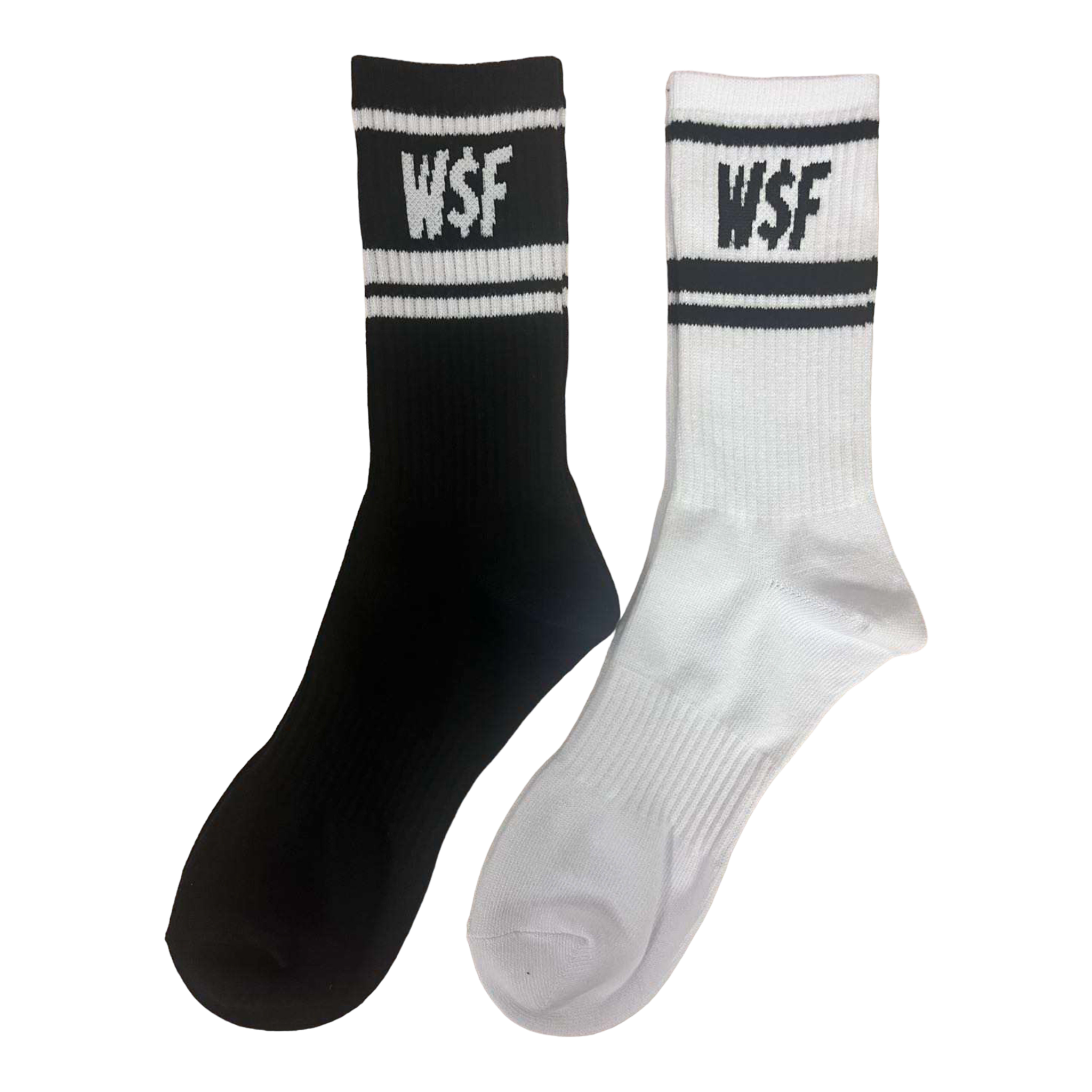 Striped W$F Crew Socks (Black)