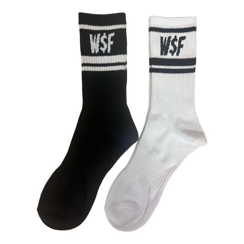Striped W$F Crew Socks (White)